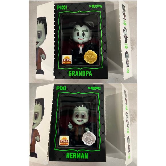 LIMITED EDITION CHASE BUNDLE EXC Herman & Grandpa Munster Thrilljoy Pix Horror - Picture 1 of 7